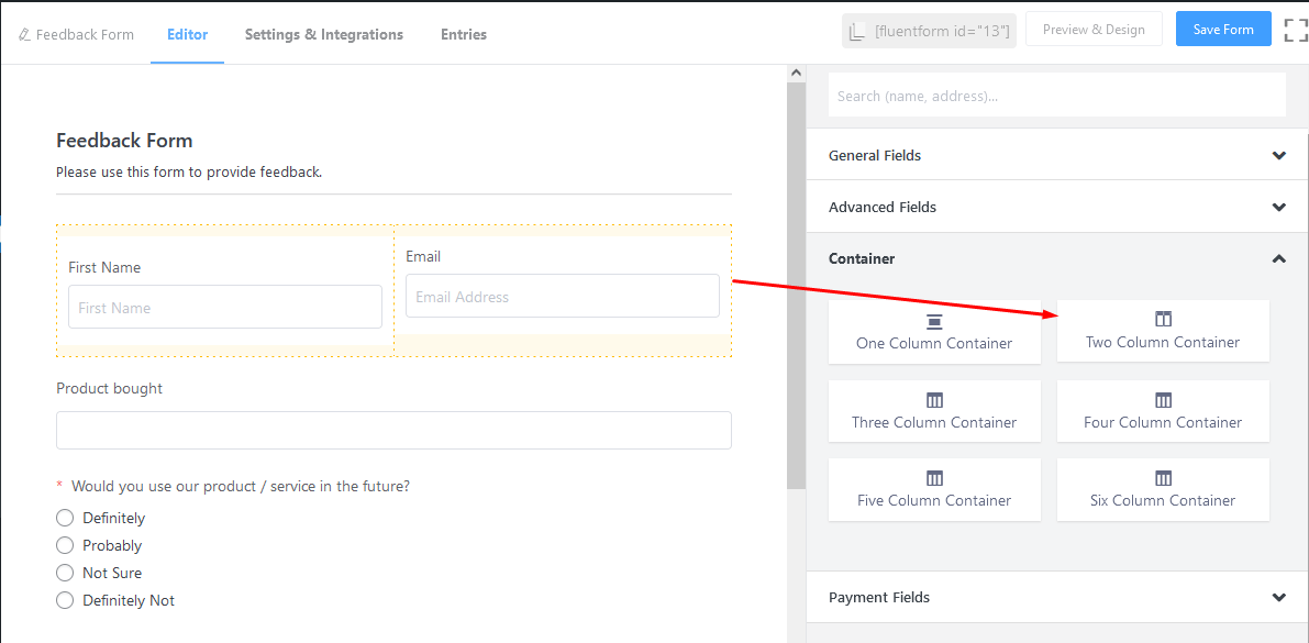 Form Container Fields WP Fluent Forms Review - Software Usher